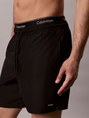 Мужские шорты Calvin Klein Icon Logo Double Waistband Swim Shorts, цвет: Чёрный — фото 3