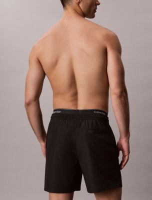 Мужские шорты Calvin Klein Icon Logo Double Waistband Swim Shorts, цвет: Чёрный — фото 4