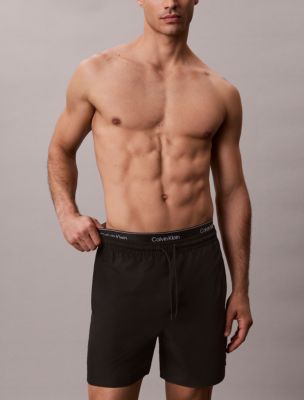 Мужские шорты Calvin Klein Icon Logo Double Waistband Swim Shorts, цвет: Чёрный — фото 6