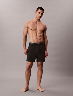 Icon Logo Double Waistband Swim Shorts, Black