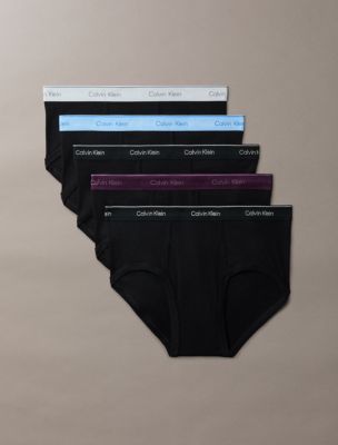 Cotton Classics 5-Pack Brief, Black W/ Black/ Dark Purple/ Hydrangea Blue/Harbor Mist/ Black Wbs