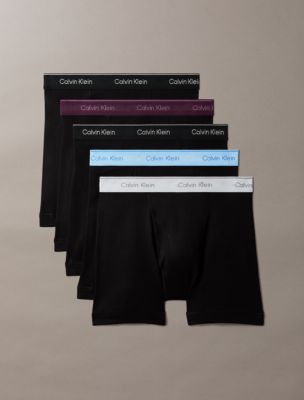 Cotton Classics 5-Pack Boxer Brief, Black W/ Black/ Dark Purple/ Hydrangea Blue/Harbor Mist/ Black Wbs
