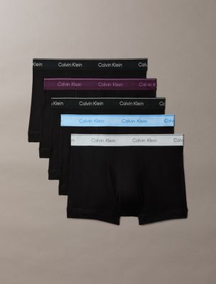 Cotton Classics 5-Pack Trunk, Black W/ Black/ Dark Purple/ Hydrangea Blue/Harbor Mist/ Black Wbs