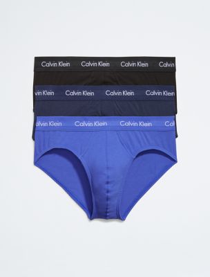Cotton Stretch 3-Pack Hip Brief, Black / Blue Multi