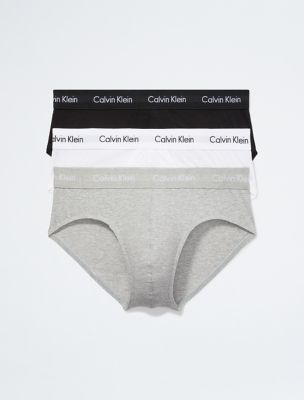 Cotton Stretch 3-Pack Hip Brief, Black / White / Grey