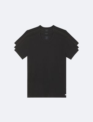 Cotton Stretch 3-Pack Crewneck T-Shirt, Black