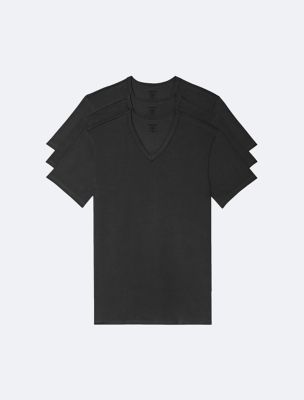 Cotton Stretch 3-Pack V-Neck T-Shirt, Black