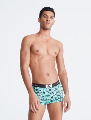Calvin Klein 1996 Micro Low Rise Trunk, Layered Wavy Logo Print/Fresh Peppermint