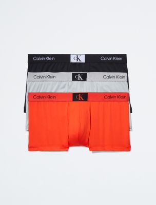 Calvin Klein 1996 3-Pack Micro Low Rise Trunk, Black/Authentic Grey/Hazard