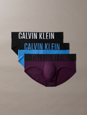 Intense Power Micro 3-Pack Hip Brief, Black/Dark Purple/Poseidon Blue