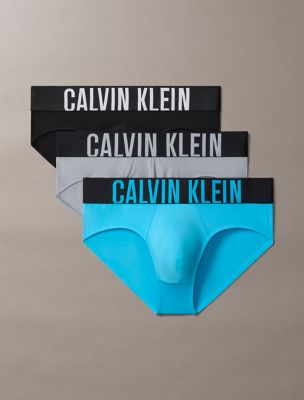Intense Power Micro 3-Pack Hip Brief, Carnival Blue/Black/Misty Grey