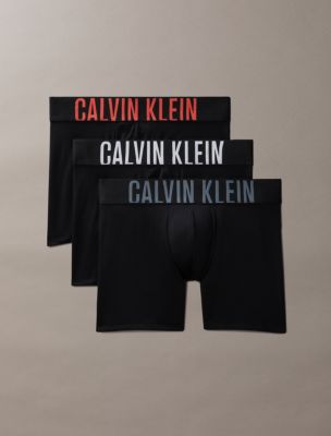 Intense Power Micro 3-Pack Boxer Brief, Black Bodies W/ White/Turbulence/Vermillion Brown Logos