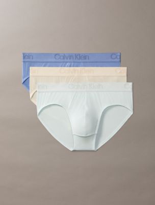 CK Black 3-Pack Hip Brief, Oatmeal/Sky Gray/Blue Tulip