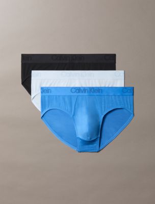 CK Black 3-Pack Hip Brief, Poseidon Blue Multi
