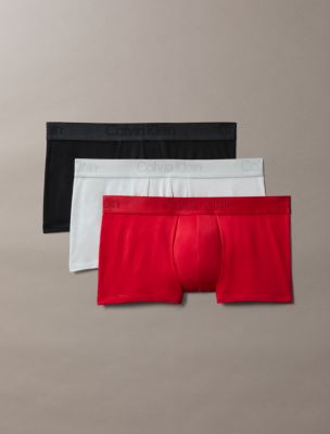 CK Black 3-Pack Low Rise Trunk, Black/Harbor Mist/Red Stamp