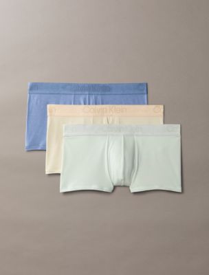 CK Black 3-Pack Low Rise Trunk, Oatmeal/Sky Gray/Blue Tulip