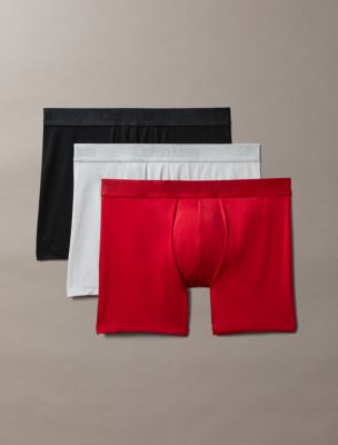 CK Black 3-Pack Boxer Brief, Black/Harbor Mist/Red Stamp