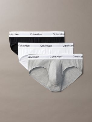 Icon Cotton Stretch 3-Pack Hip Brief, Grey Heather / Black / White