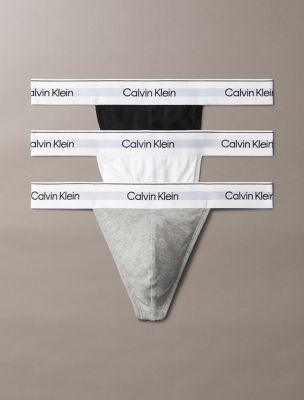 Icon Cotton Stretch 3-Pack Thong, Grey Heather / White / Black