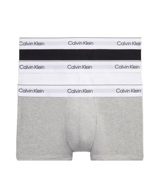 Icon Cotton Stretch 3-Pack Low Rise Trunk, Grey Heather / Black / White