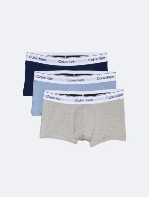 Icon Cotton Stretch 3-Pack Low Rise Trunk, New Navy / Troposphere / Grey Heather