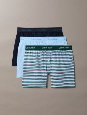Cotton Classics 3-Pack Knit Boxer, Dark Sapphire/Midtown Stripe+Emerald Green/Hydrangea Blue