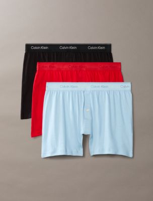 Cotton Classics 3-Pack Knit Boxer, Black/Goji Berry/Forget Me Not