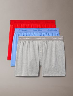 Cotton Classics 3-Pack Knit Boxer, Glacier/ Grey Heather/ Molten