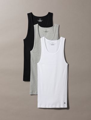 Cotton Classics 3-Pack Tank Top, Black/Grey Heather/White