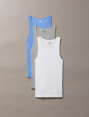 Cotton Classics 3-Pack Tank Top, White/ Grey Heather/ Glacier