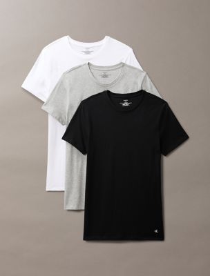 Cotton Classics 3-Pack Crewneck T-Shirt, Black/Grey Heather/White