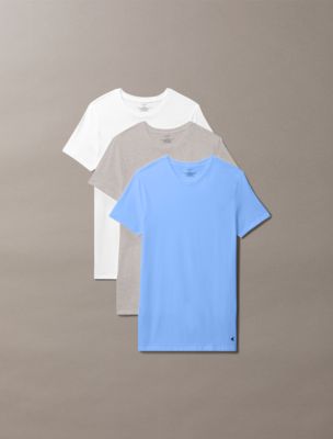 Cotton Classics 3-Pack Crewneck T-Shirt, Glacier Blue / Grey Heather / White