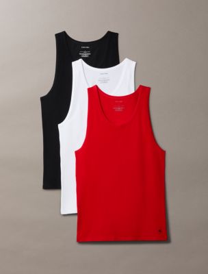 Cotton Stretch Blend 3-Pack Tank Top, Black/Adrenaline Rush/Classic White