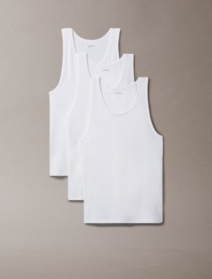 Cotton Stretch Blend 3-Pack Sleep Tank Top, White