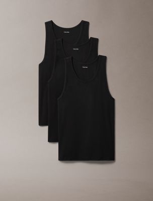 Cotton Stretch Blend 3-Pack Sleep Tank Top, Black