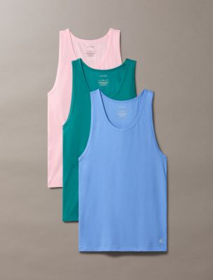Cotton Stretch Blend 3-Pack Slim Fit Tank Top, Glacier / Bayou / Buff Pink