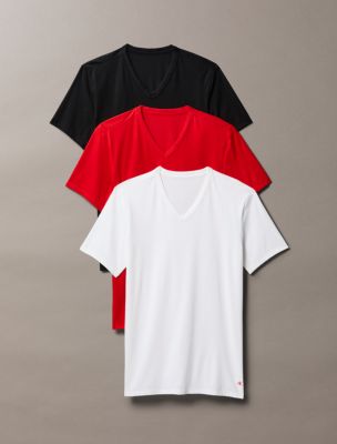 Cotton Stretch Blend 3-Pack Slim Fit V-Neck T-Shirt, Black / Adrenaline Rush / Classic White