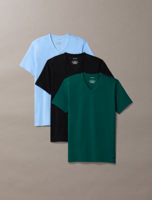 Cotton Stretch Blend 3-Pack Slim Fit V-Neck T-Shirt, Frozen Fjord / Turf/ Black