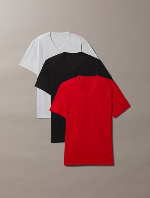Cotton Stretch Blend 3-Pack Slim Fit V-Neck T-Shirt, Black/Goji Berry/Harbor Mist
