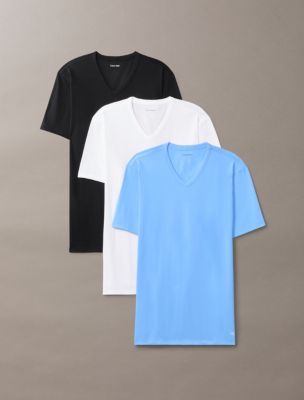 Cotton Stretch Blend 3-Pack Slim Fit V-Neck T-Shirt, Black/Blue Descent/White