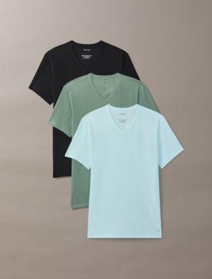 Cotton Stretch Blend 3-Pack Slim Fit V-Neck T-Shirt, Sea Spray Multi