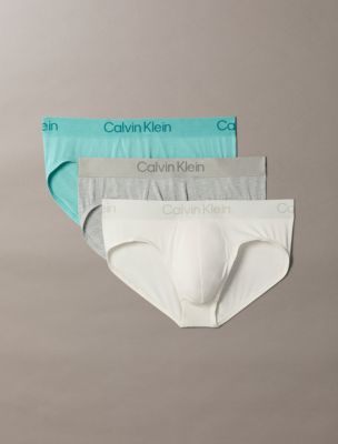 Ultra Soft Modal 3-Pack Hip Brief, Grey Heather / Chalk / Saltwater Aqua