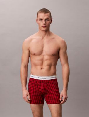 Icon Cotton Stretch Holiday Boxer Brief, Blotched Plaid Adrenaline Rush