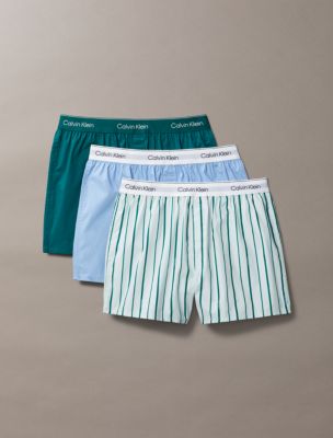 Icon Cotton Stretch 3-Pack Slim Boxer, Turf/Logo Split Stripe+Srout Green/Frozen Fjord