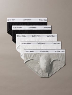 5-Pack cinq caleçons de hanche en coton extensible Icon, noir/blanc/gris chiné