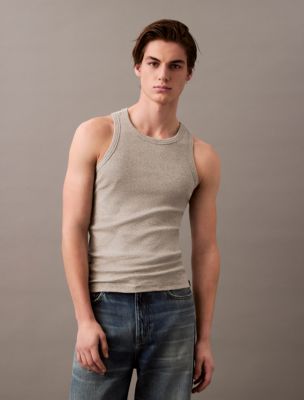 Cotton Stretch Sleep Tank Top, Grey Heather