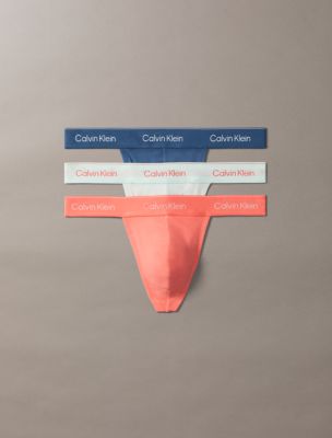 Icon Cotton Stretch 3-Pack Thong, Coral Pop / Sprout Green / Dark Denim