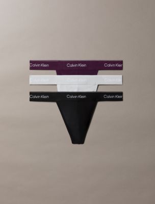 Icon Cotton Stretch 3-Pack Thong, Dark Purple Multi