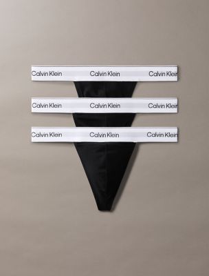 Icon Cotton Stretch 3-Pack Thong, Black/Black/Black