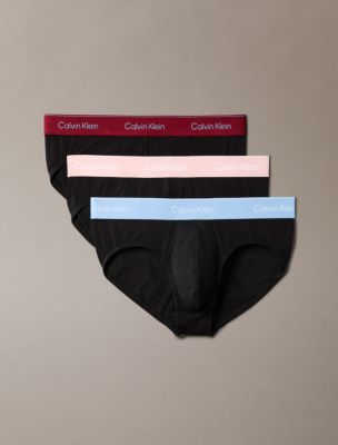 Icon Cotton Stretch 3-Pack Hip Brief, Black Bodies W/ Fall Berry/Frozen Fjord/Potpourri Wbs